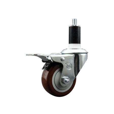 Service Caster 3'' Maroon Poly Swivel 1-3/8'' Expanding Stem Caster Total Lock Brake SCC-EXTTL20S314-PPUB-MRN-138